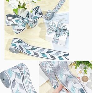 Nwt Jacquard Ribbon Embroidered Leaves Craft Jewelry Gift Wrapping Sewing Crafts